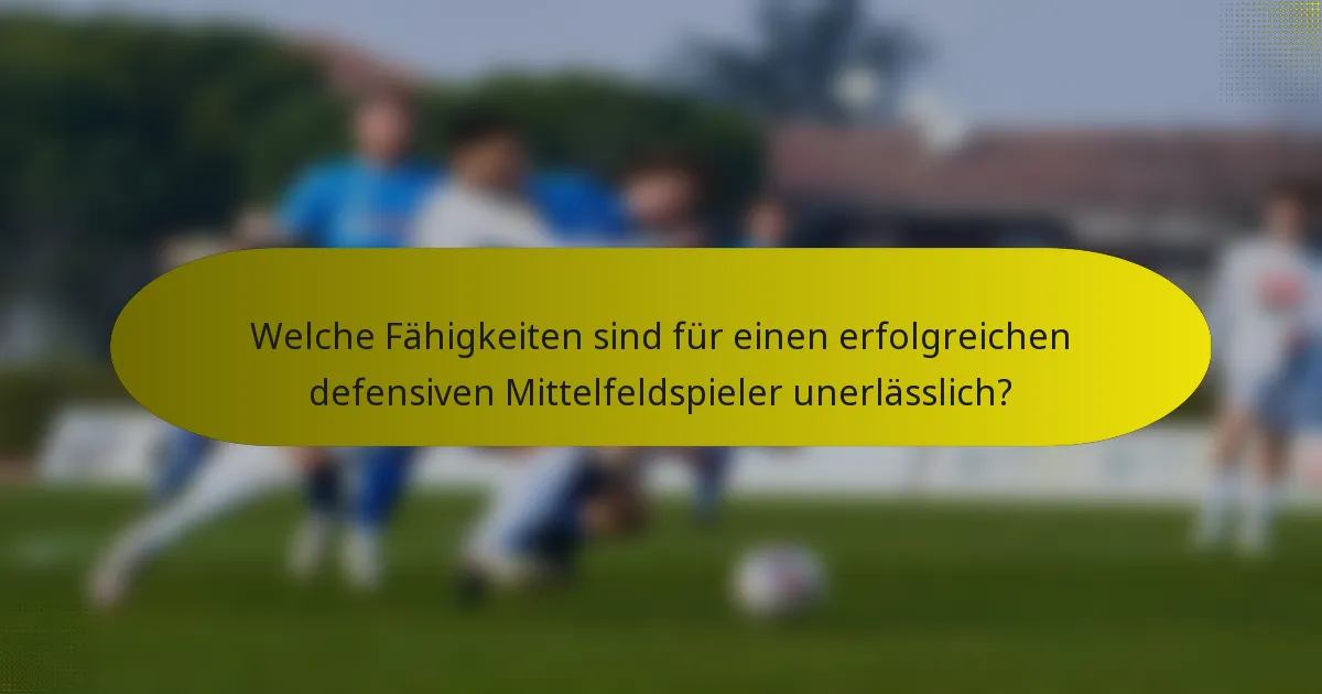 Welche Fähigkeiten sind für einen erfolgreichen defensiven Mittelfeldspieler unerlässlich?